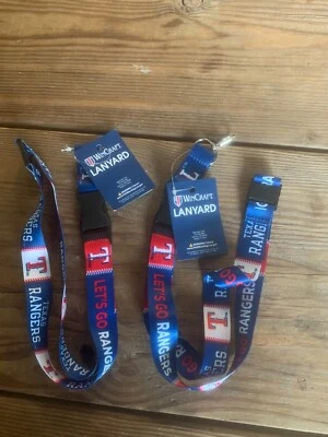 2 TEXAS RANGERS LET'S GO TEXAS LANYARD DETACHABLE BUCKLE WINCRAFT-FREE SHIPPING! - Image 1 of 4