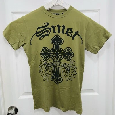 SMET by Christian Audigier Born On The Streets 男式绿色 M 码 T 恤 — 第 1/4 张图片