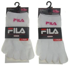 FILA Set of 2 Pairs Socks Skele Toes White Pink Size 6-8 Girls 5 Quick Dry Mesh - Picture 1 of 2