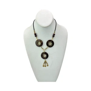 Copper Wire Wood Bead Boho Necklace - Brown - African Jewelry - Picture 1 of 5