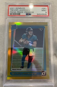 2021 Panini Donruss Trevor Lawrence Press Proof Premium Gold Holo RC PSA 9 MINT - Picture 1 of 4