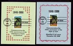 1996 Iowa 150th Sc 3088 Clarence Reid FDCs set of 2 different cards - Picture 1 of 1