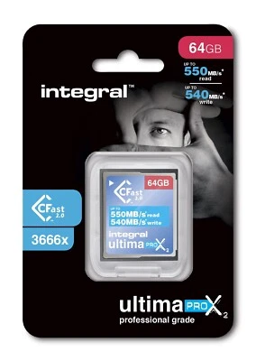 Integral 64GB Ultimapro X2 CFast 2.0 3666x Memory Card INCFA64G-550/540 - Image 1 of 2