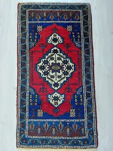 2X4 High Quality Antique Oriental Carpet Rug, Blue Handmade Decor Rug Design Rug - Picture 1 of 22