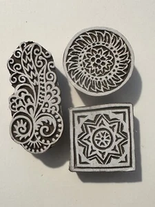 3er Set Formen verschiedene Designs Druckblock Holzstempel Neu PSP15 - Bild 1 von 5