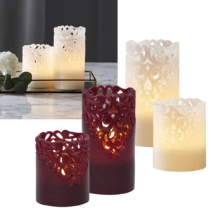 LED Echtwachs-Kerze "CLARY" edles Rankendesign Timer flackernd Wachs Kerzen - Bild 1 von 17