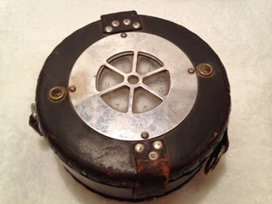 Antique Lathem Watchclock, Leather Case 6 1/4” Diameter, security guards . - Picture 1 of 11