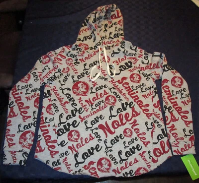 NUEVO CON ETIQUETAS NCAA FSU FLORIDA STATE SEMINOLES LOGOTIPO SUDADERA CON CAPUCHA GRIS MEDIANA Foto 1 de 3