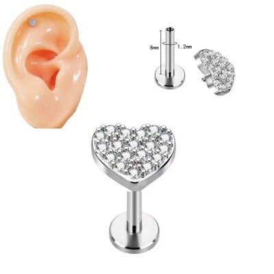 Piercing elice cartilagine piccolo cuore con zirconi in acciaio inossidabile - Immagine 1 di 4