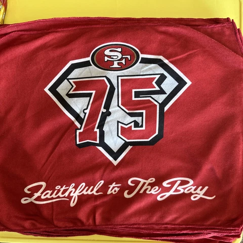 49ers Playoff Rally Towel, Faithful To The Bay 75th Anniversary Free Shipping Cover