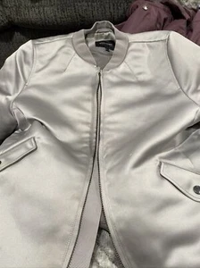 Banana Republic Limited Edition Women’s Silver Bomber Jacket Size S - Picture 1 of 14