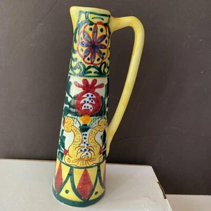 Ceramic Pitcher Spain Hand Painted Floral Antique - Picture 1 of 12