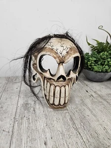 Máscara de calavera de madera artesanal Bali Texus tribal Halloween decoración de pared articulada - Imagen 1 de 11