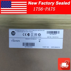 New Allen-Bradley 1756-PA75 SER B PLC ControlLogix AC Power Supply New Sealed TX - Picture 1 of 9