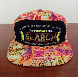 RARE Vintage 80s 90s FORMULA 1 F1 Search Retro Neon Embroidered Snapback Cap Hat - Picture 1 of 7