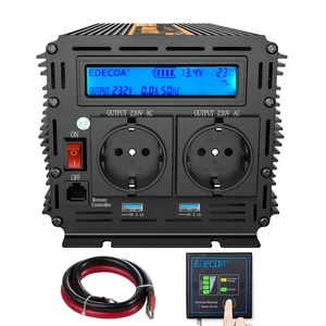 EDECOA Convertitore 12V 220V 230V Onda Pura Inverter 1500W trasformatore LCD - Foto 1 di 10