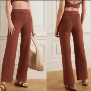 Reformation Isle Organic Cotton Knit Cozy Pants - Brown Size XS Comfy Wide Leg - Picture 1 of 10