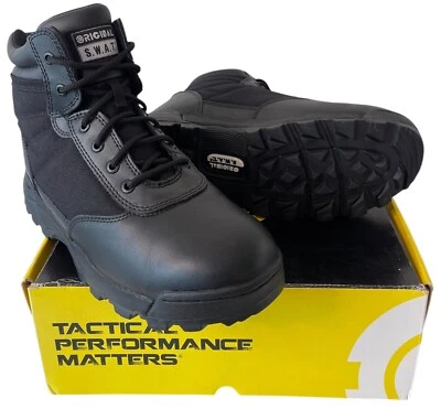 Original SWAT Classic 6" All Black Security Tactical Boots - Size 11 Wide Width - Image 1 of 4