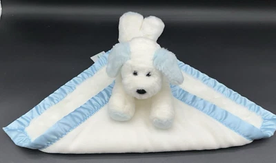 My Banky Douglas Dog Plush Lovey Security Blanket Baby White Blue Satin Silky - Image 1 of 4