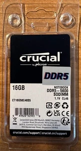 Crucial 16GB DDR5-5600 SODIMM non-ECC Memory CT16G56C46S5 - Picture 1 of 3