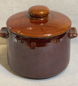 ANTIKER VINTAGE BOHNENTOPF TOPF BRAUN GLASUR WEST BEND Y - Bild 1 von 5