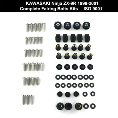 Kit de pernos de carenado de acero inoxidable tornillos tuercas aptos para KAWASAKI Ninja ZX-9R 98-01 Foto 1 de 4