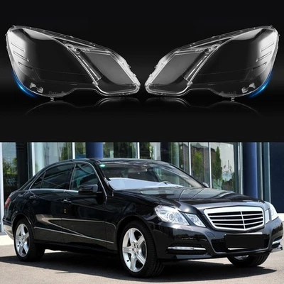 Par de cubiertas de lente de faros para Mercedes Benz Clase E 2009-2013 W212 E350 E500 Foto 1 de 4