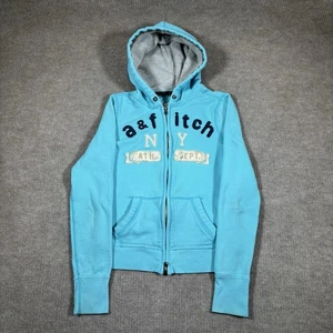 Vintage Abercrombie & Fitch Hoodie Sweatshirt Kids XL Full Zip Blue Embroidered - Picture 1 of 9