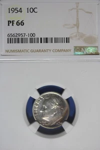 1954 NGC 10C PF66 ROOSEVELT DIME #B51264 - Picture 1 of 2