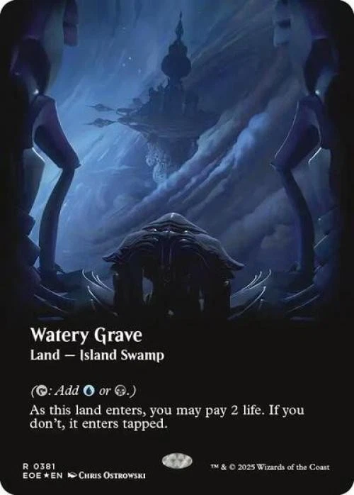 MTG English Watery Grave (Borderless) (Galaxy Foil) NM Foil Edge of Eternities - Image 1 of 1