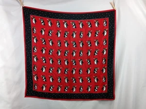 Vintage Scarf Talbots Penguin Scarf 100% Silk Cute Penguins Wearing Scarves - Picture 1 of 7