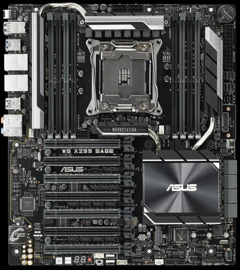 ASUS WS X299 SAGE + i9-10980XE Intel 18 Core 4.8GHz CPU Motherboard Combo DDR4 - Image 1 of 2