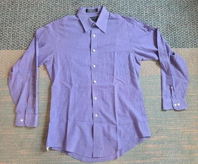 Camisa Geoffrey Beene Para Hombre 15 32/33 Rayas Ciruela Clara Manga Larga Foto 1 de 4