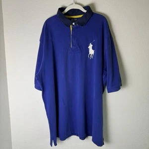 Polo Ralph Lauren Mens Large Custom Fit Blue #3 Big Pony Logo Polo Shirt 3XLT - Picture 1 of 11