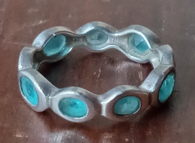 Anillo Silpada de plata esterlina 925 auroras boreales azul cielo aguamarina vidrio 6,5 Foto 1 de 4