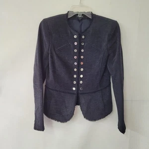 Chaqueta Worth New York para mujer 4 tapices militares flecos a presión forrada frontal negra - Imagen 1 de 15