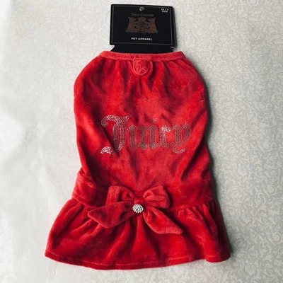 Juicy Couture terry dog velour rhinestone Dress Red - Image 1 of 4