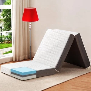 3 Inch Single Bed Foldable Mattress, Tri Folding Memory Foam Mattress - Picture 1 of 5