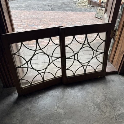 Sg 5120 2 Av price each antique leaded glass window or cabinet door 16.5 x 19.25 - Image 1 of 4