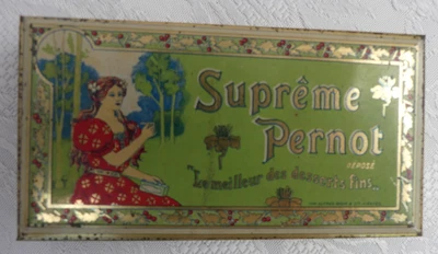 Anciennne boite en tôle Lithographiée SUPRÊME PERNOT - Photo 1/3