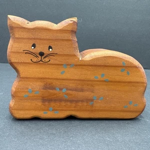 Arte popular vintage gatito gato madera pintada a mano hecho a mano Knick Knack 5x3 - Imagen 1 de 6