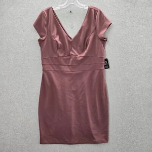 Express Women Dress Large Purple Knee Length Shift Short Sleeve V Neck NWT - Picture 1 of 10