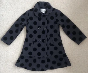 AMERICAN WIDGEON Size 6 WOOL Blend Polka Dot Coat Jacket Black Polka Dot - Picture 1 of 6