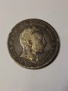 1893-A Germany Prussia 2 Mark Silver! Low Mintage 1568 - Picture 1 of 2