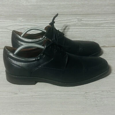 Johnston & Murphy Dress Shoes Black Sheepskin Leather Lace Up Bartlett Mens 11.5 - Image 1 of 4