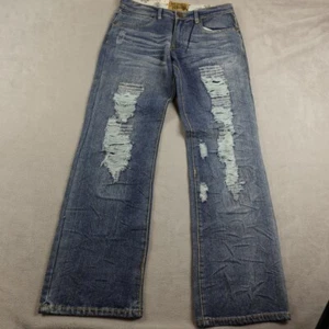 Jeans Franky Max uomo 34 blu invecchiato gamba dritta 5 tasche baffi pesanti - Foto 1 di 24