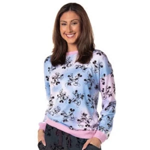 New Disney Women's Mickey Mouse Sleep Sweatshirt Long Sleeve Pink Print Size S - Picture 1 of 9