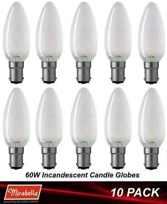 10 x 60W B15 Pearl Candle Incandescent Light Globes Bulbs Lamp SBC Small Bayonet - image 1 of 4