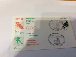 Olympic Games 1972 Germany cover with Sapporo stamps 7 Guppingen - Picture 1 of 1
