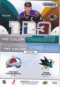 2008-09 Upper Deck Trilogy Tri-Color Tandems #TCTPR Peter Forsberg/Rob Blake